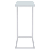  Coaster Furniture Stella 900250 White Glass Top C-Shaped Sofa Side Table - Chrome IMAGE 6