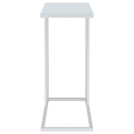  Coaster Furniture Stella 900250 White Glass Top C-Shaped Sofa Side Table - Chrome IMAGE 6