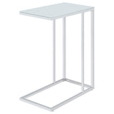  Coaster Furniture Stella 900250 White Glass Top C-Shaped Sofa Side Table - Chrome IMAGE 7
