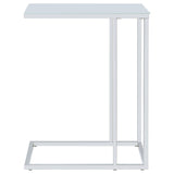  Coaster Furniture Stella 900250 White Glass Top C-Shaped Sofa Side Table - Chrome IMAGE 8