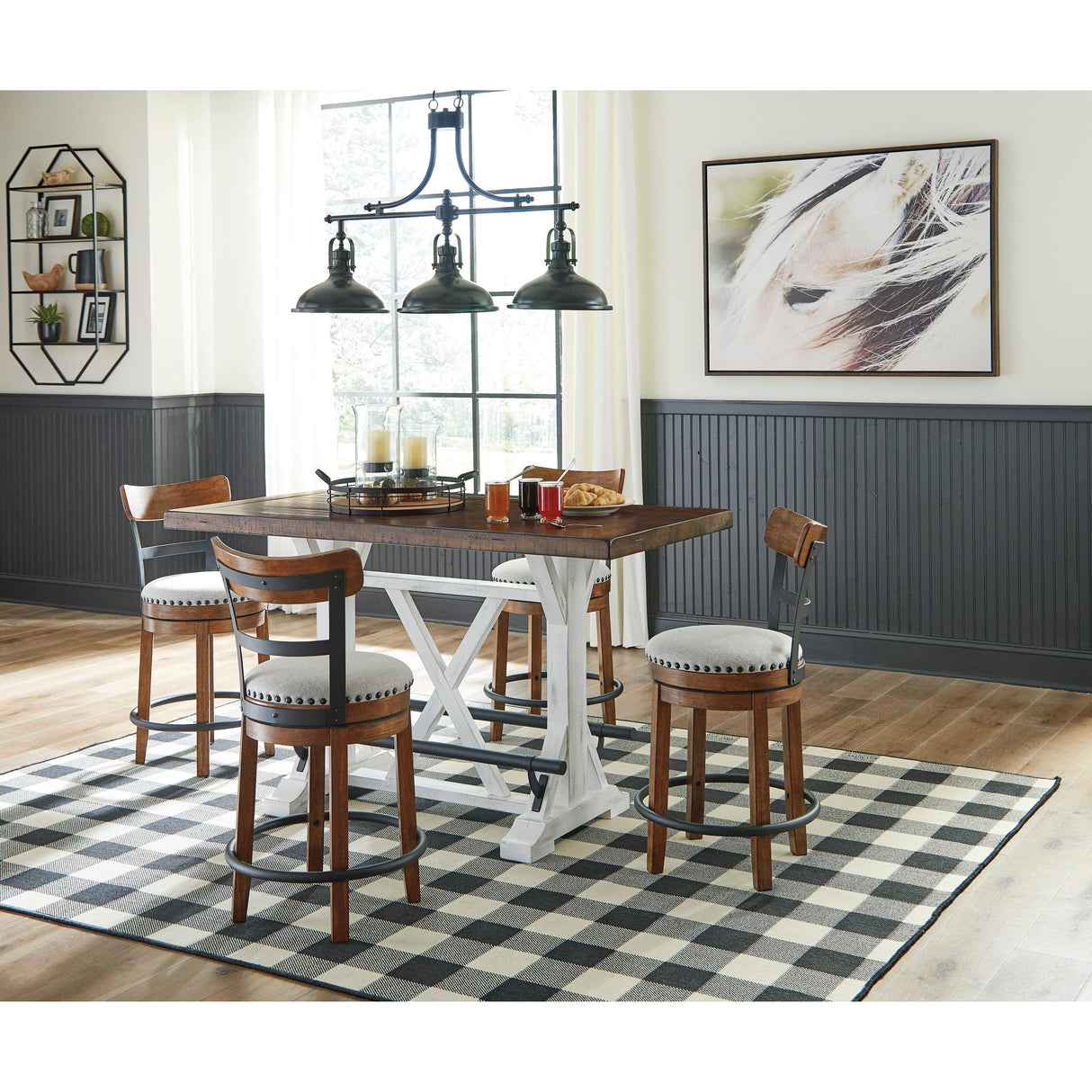  Signature Design by Ashley Valebeck D546D5 5 pc Counter Height Dining Set IMAGE 1