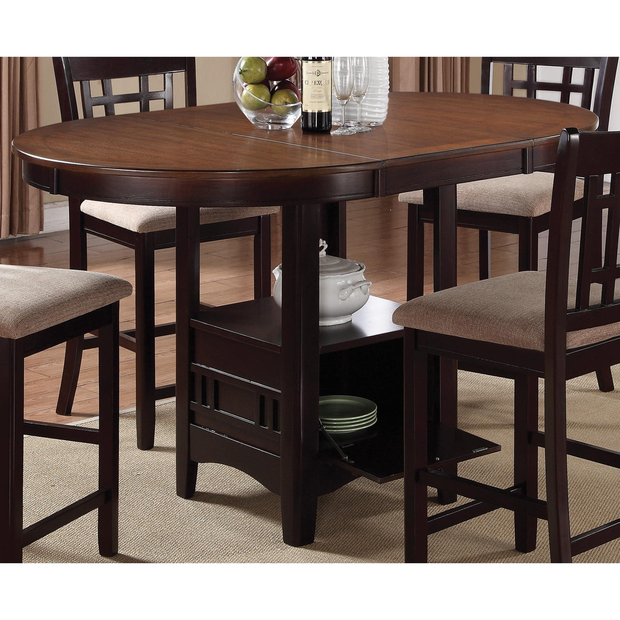  Coaster Furniture Lavon 105278 Oval 60-inch Extension Counter Dining Table - Chestnut IMAGE 1