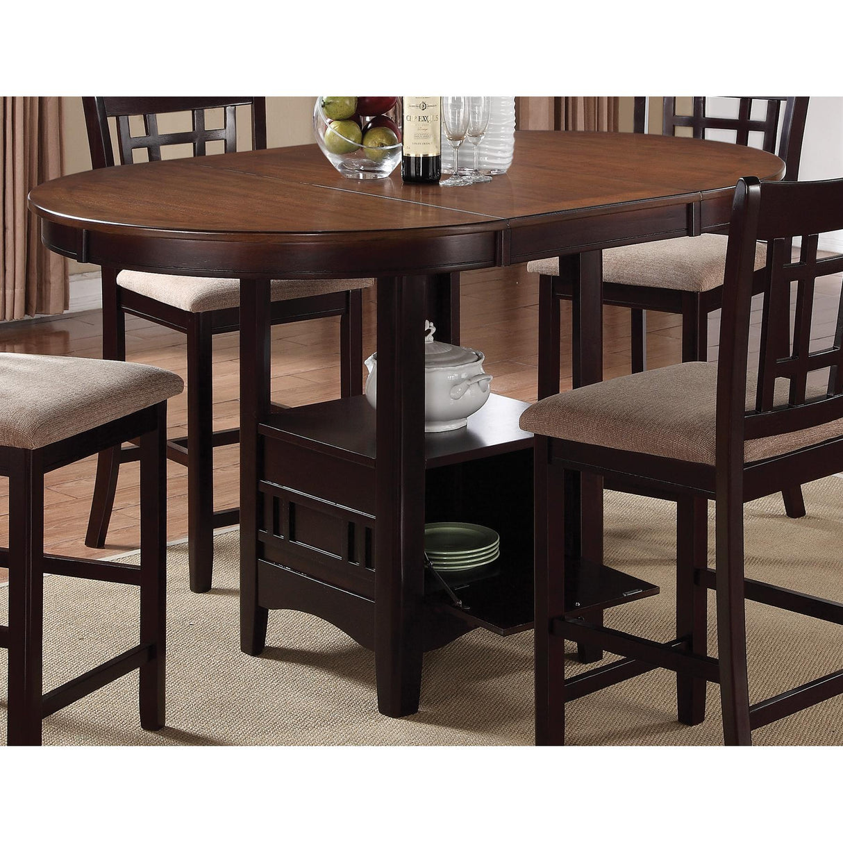  Coaster Furniture Lavon 105278 Oval 60-inch Extension Counter Dining Table - Chestnut IMAGE 4