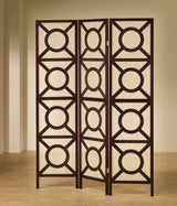 Vulcan 3-panel Geometric Folding Screen Tan and Cappuccino