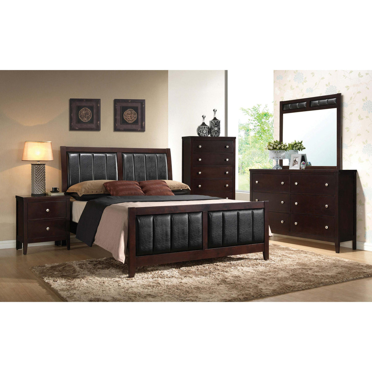  Coaster Furniture Carlton 202091KW Wood California King Panel Bed - Cappuccino IMAGE 5
