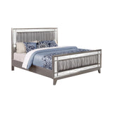 Leighton Eastern King Panel Bed with Mirrored Accents Mercury Metallic image