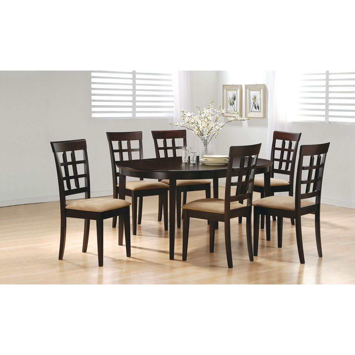  Coaster Furniture Gabriel 100772 Lattice Back Dining Side Chair - Cappuccino (Set of 2) IMAGE 9