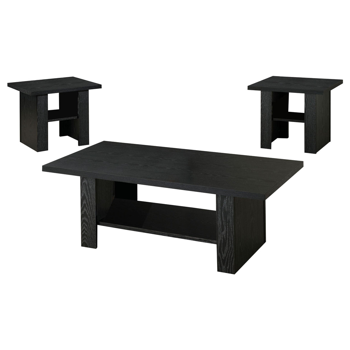  Coaster Furniture Rodez 700345 3-piece Engineered Wood Coffee Table Set - Black Oak IMAGE 1