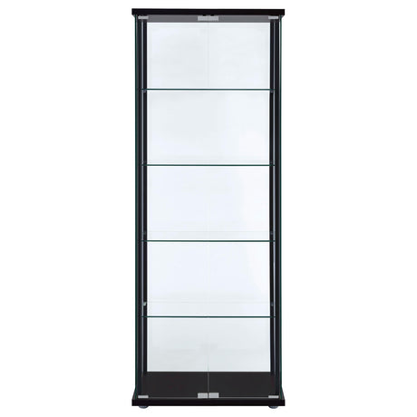  Coaster Furniture Delphinium 950170 5-shelf Clear Glass Curio Display Cabinet - Black IMAGE 2