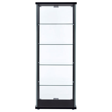  Coaster Furniture Delphinium 950170 5-shelf Clear Glass Curio Display Cabinet - Black IMAGE 5