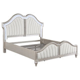 Evangeline Tufted Upholstered Platform Bed Ivory And Silver Oak