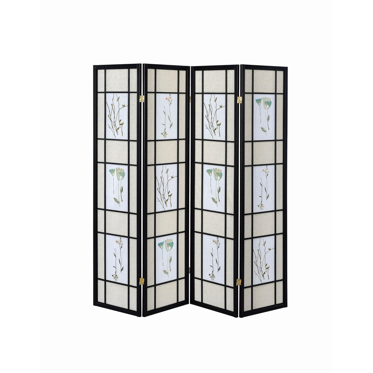  Coaster Furniture Catabella 4407 4-Panel Room Divider Folding Shoji Screen - Floral IMAGE 2