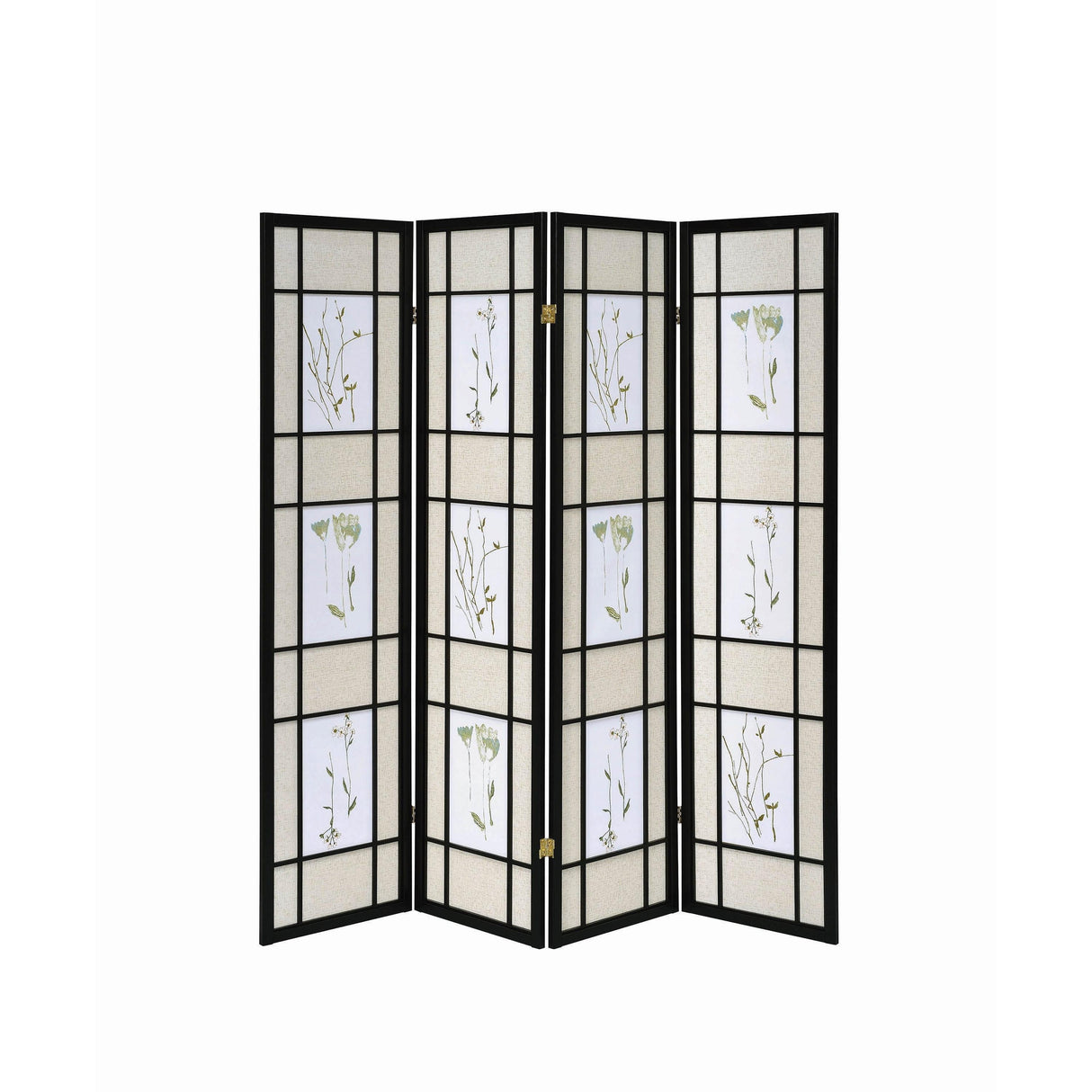  Coaster Furniture Catabella 4407 4-Panel Room Divider Folding Shoji Screen - Floral IMAGE 3