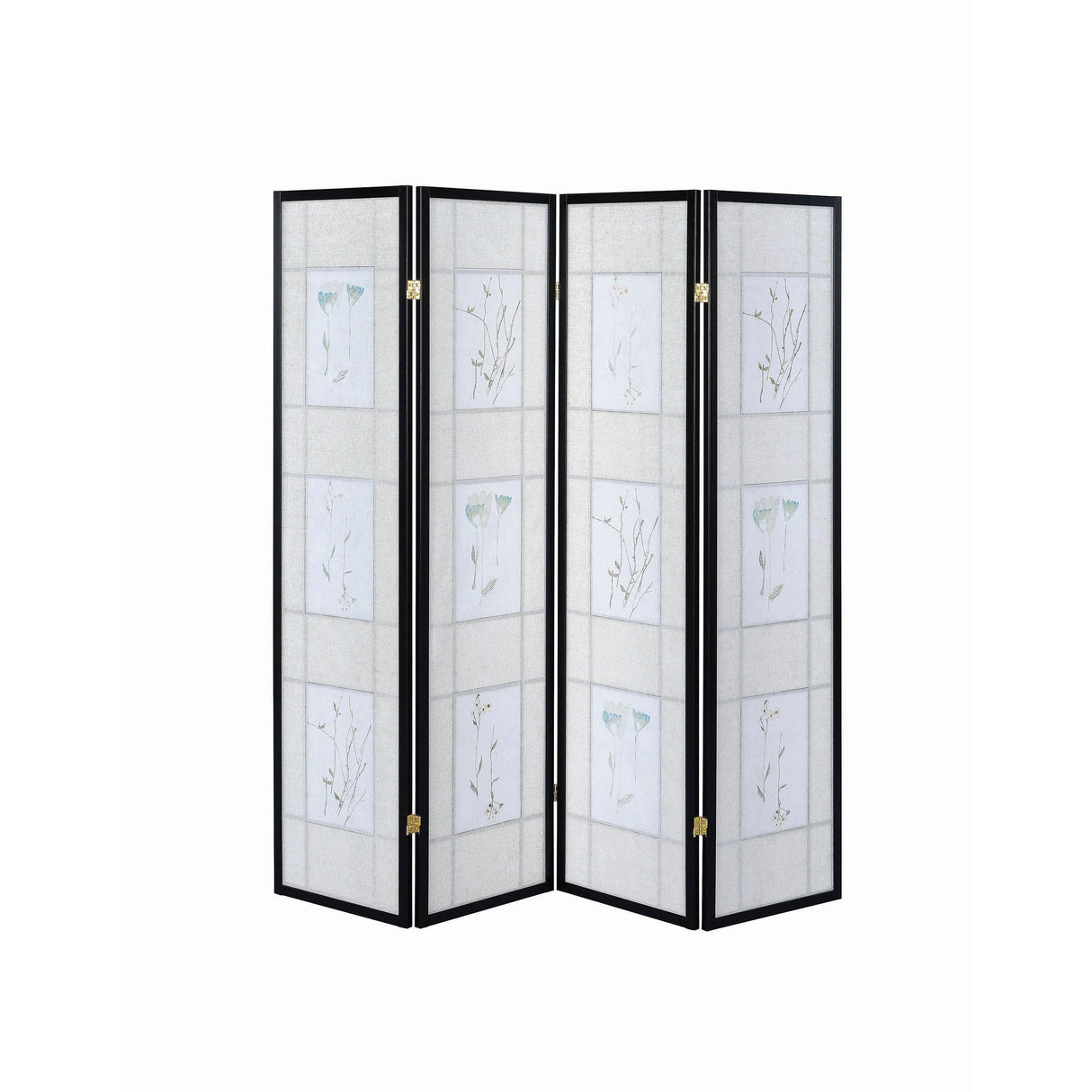  Coaster Furniture Catabella 4407 4-Panel Room Divider Folding Shoji Screen - Floral IMAGE 4