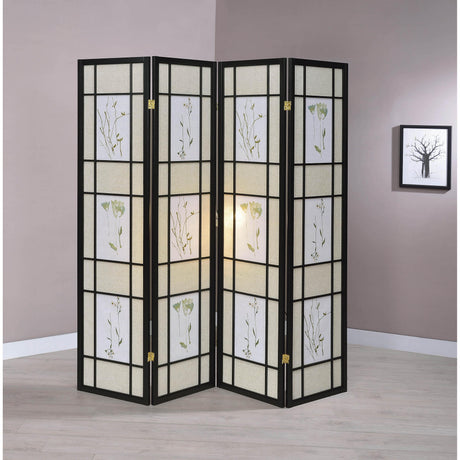  Coaster Furniture Catabella 4407 4-Panel Room Divider Folding Shoji Screen - Floral IMAGE 5