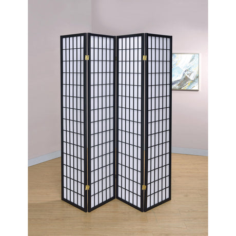  Coaster Furniture Roberto 4624 4-Panel Room Divider Folding Shoji Screen - Black IMAGE 3