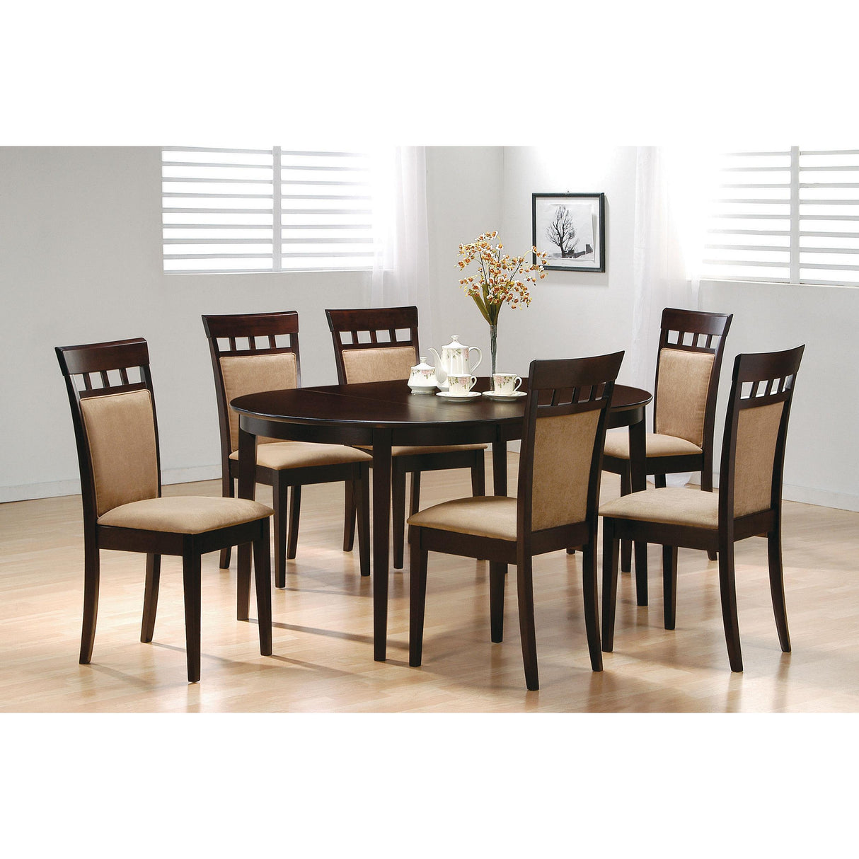  Coaster Furniture Gabriel 100770 Oval 60-inch Extension Leaf Dining Table - Cappuccino IMAGE 6