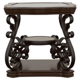  Coaster Furniture Laney 702447 1-shelf Glass Top Rectangular End Table - Deep Merlot IMAGE 3