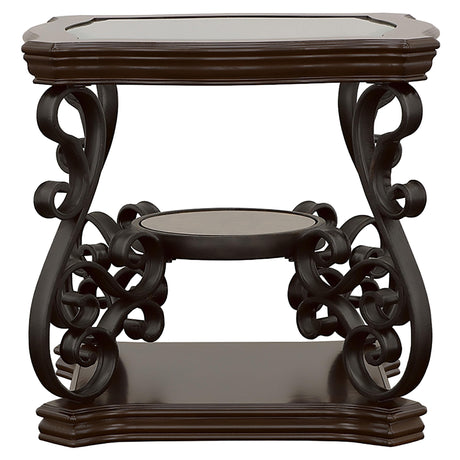  Coaster Furniture Laney 702447 1-shelf Glass Top Rectangular End Table - Deep Merlot IMAGE 3