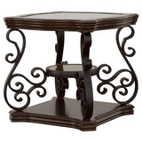  Coaster Furniture Laney 702447 1-shelf Glass Top Rectangular End Table - Deep Merlot IMAGE 4