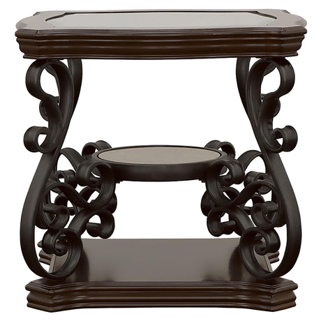  Coaster Furniture Laney 702447 1-shelf Glass Top Rectangular End Table - Deep Merlot IMAGE 5