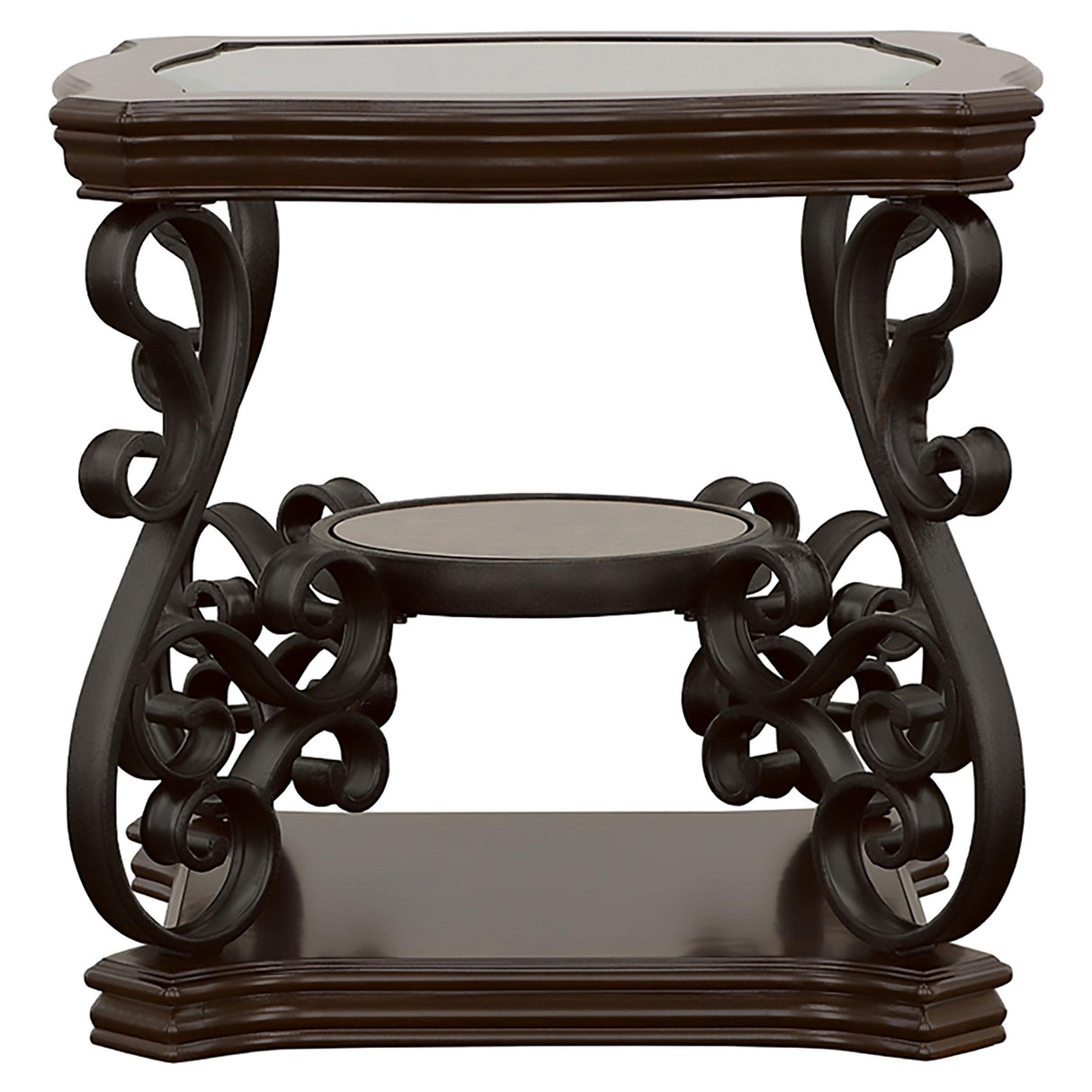  Coaster Furniture Laney 702447 1-shelf Glass Top Rectangular End Table - Deep Merlot IMAGE 6