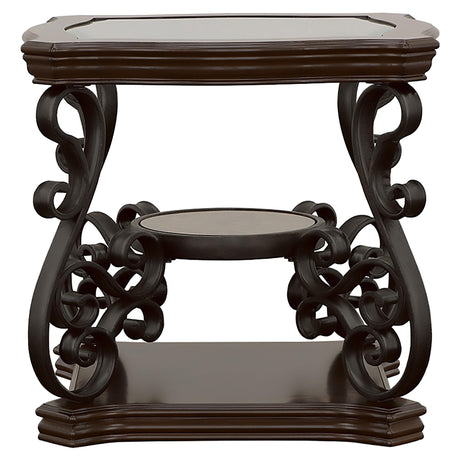  Coaster Furniture Laney 702447 1-shelf Glass Top Rectangular End Table - Deep Merlot IMAGE 6