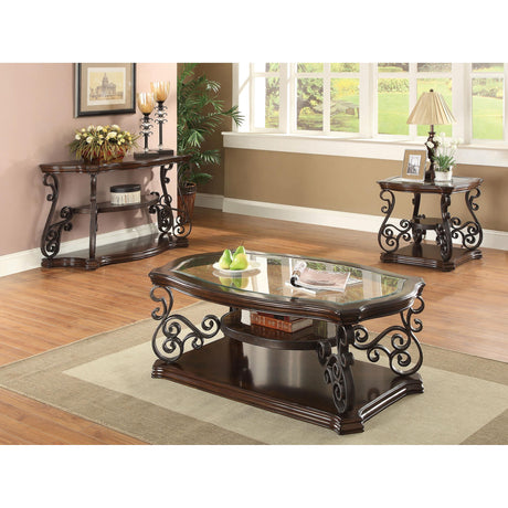  Coaster Furniture Laney 702447 1-shelf Glass Top Rectangular End Table - Deep Merlot IMAGE 7