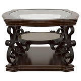  Coaster Furniture Laney 702448 1-shelf Glass Top Rectangular Coffee Table - Deep Merlot IMAGE 5