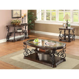  Coaster Furniture Laney 702448 1-shelf Glass Top Rectangular Coffee Table - Deep Merlot IMAGE 7