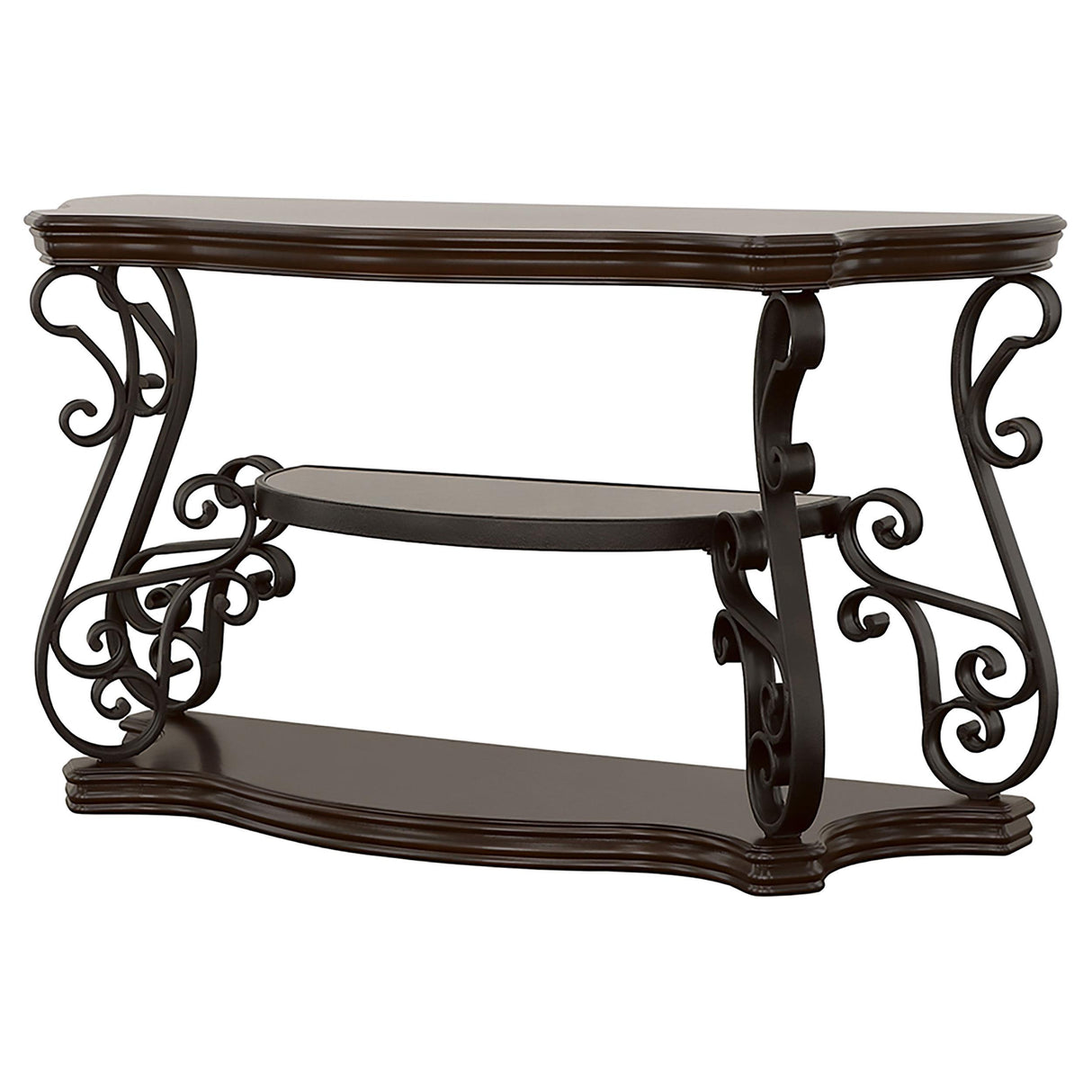  Coaster Furniture Laney 702449 Scrollwork Entryway Sofa Console Table - Deep Merlot IMAGE 4
