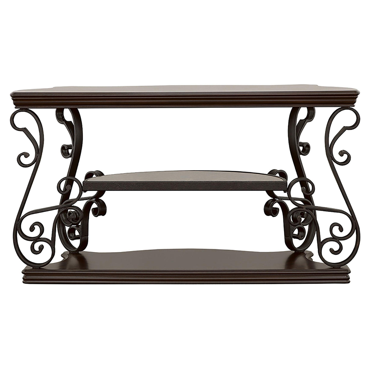  Coaster Furniture Laney 702449 Scrollwork Entryway Sofa Console Table - Deep Merlot IMAGE 6