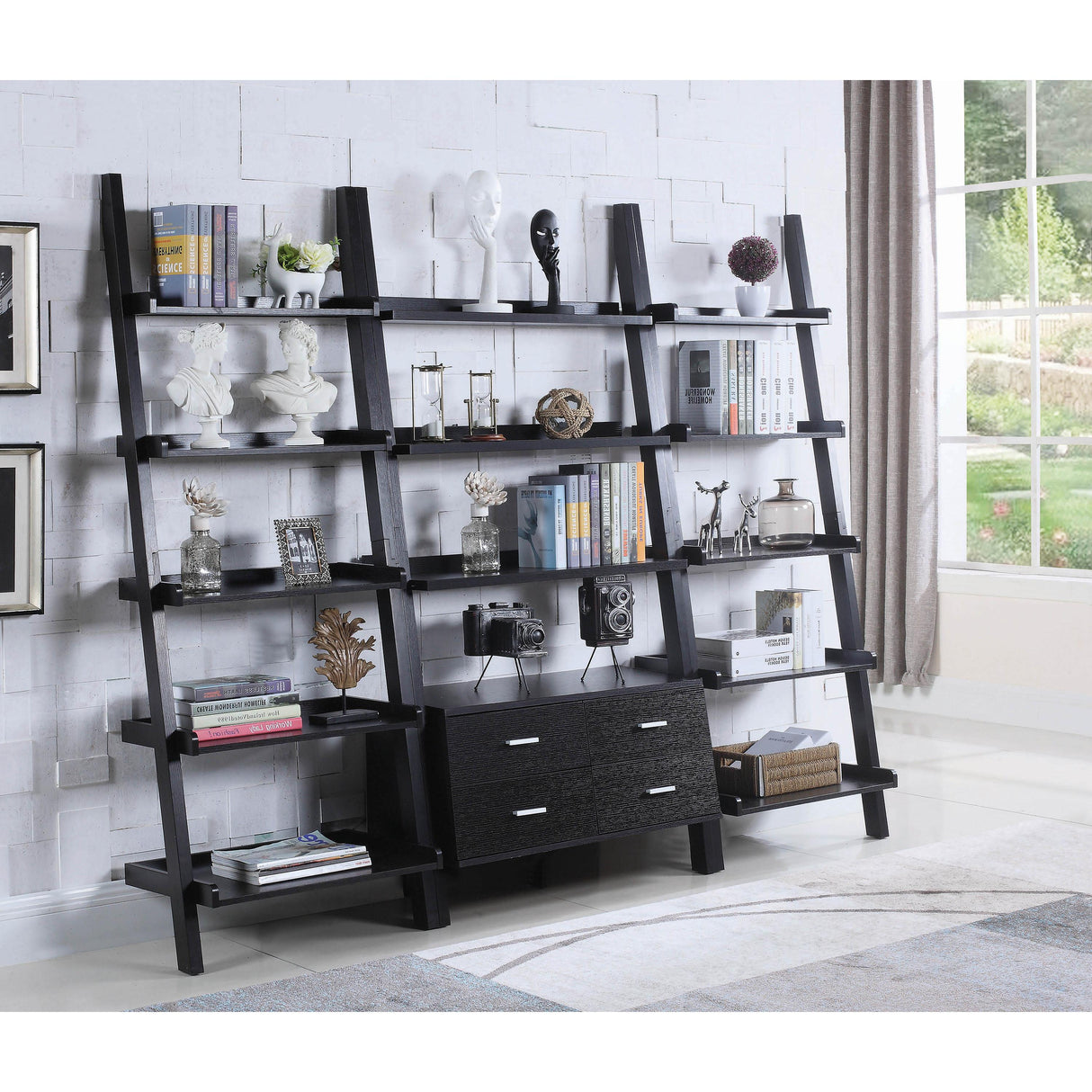  Coaster Furniture Colella 800319 72-inch 5-shelf Storage Ladder Bookshelf - Cappuccino IMAGE 2