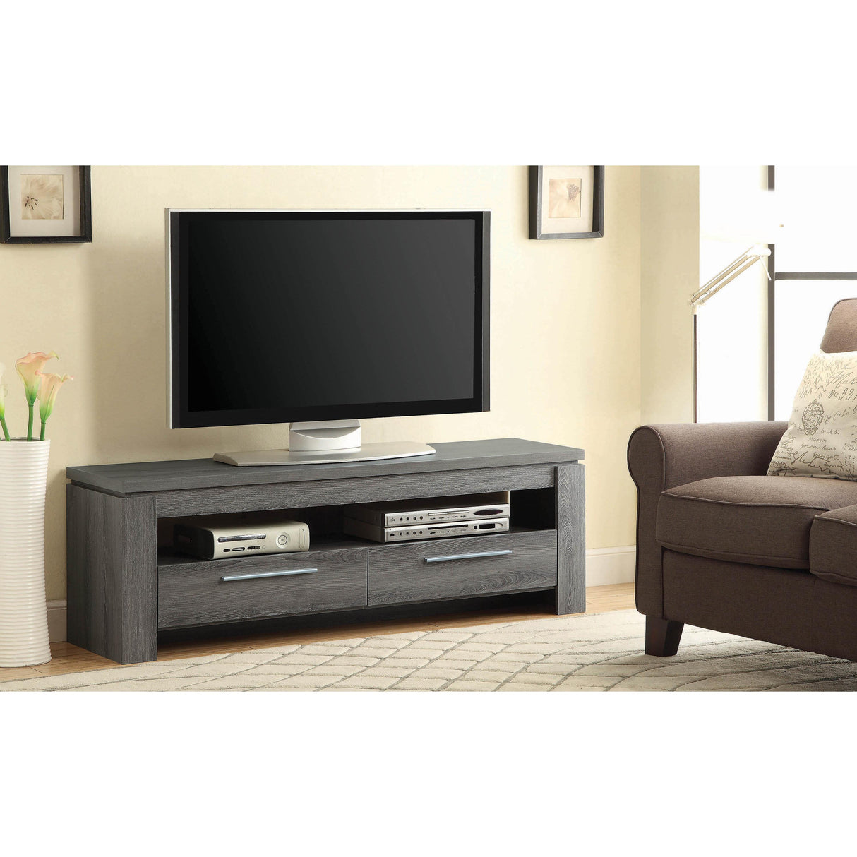  Coaster Furniture Elkton 701979 2-Drawer Engineered Wood 59" TV Stand - Weathered Grey IMAGE 2