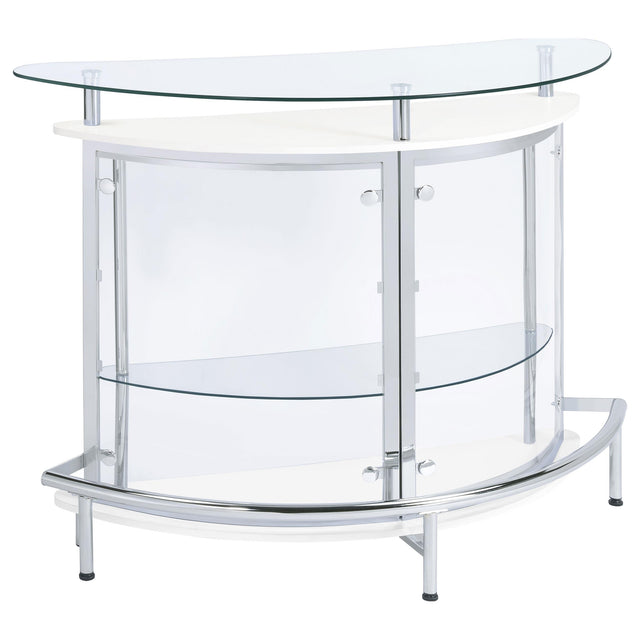  Coaster Furniture Amarillo 101066 Freestanding Glass Top Home Bar Wine Cabinet - White IMAGE 1