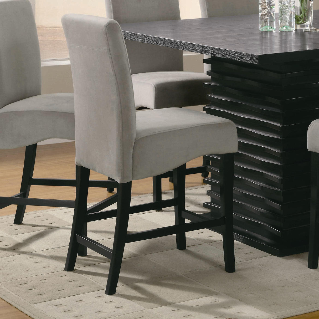  Coaster Furniture Stanton 102069GRY Velvet Upholstered Counter Chair - Grey (Set of 2) IMAGE 2