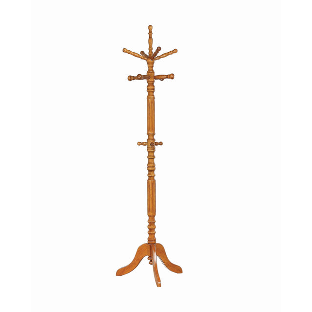  Coaster Furniture Achelle 900759 11 Hook Freestanding Coat Rack Hanger - Golden Brown IMAGE 1