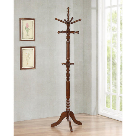  Coaster Furniture Achelle 900769 11 Hook Freestanding Coat Rack Hat Hanger - Tobacco IMAGE 2