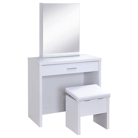  Coaster Furniture Harvey 300290 Vanity Set with Lift-Top Stool - White IMAGE 1