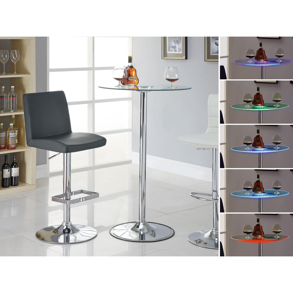  Coaster Furniture Thea 122400 Round 28-inch Glass Top LED Bistro Bar Table - Chrome IMAGE 8