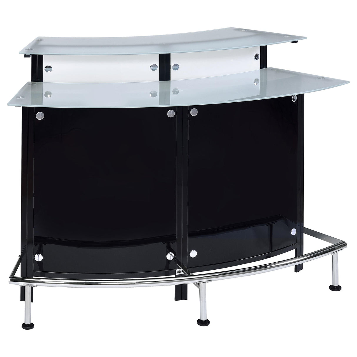  Coaster Furniture Keystone 100139 Curved Glass Top Home Bar Wine Cabinet - Black IMAGE 1