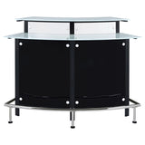  Coaster Furniture Keystone 100139 Curved Glass Top Home Bar Wine Cabinet - Black IMAGE 2