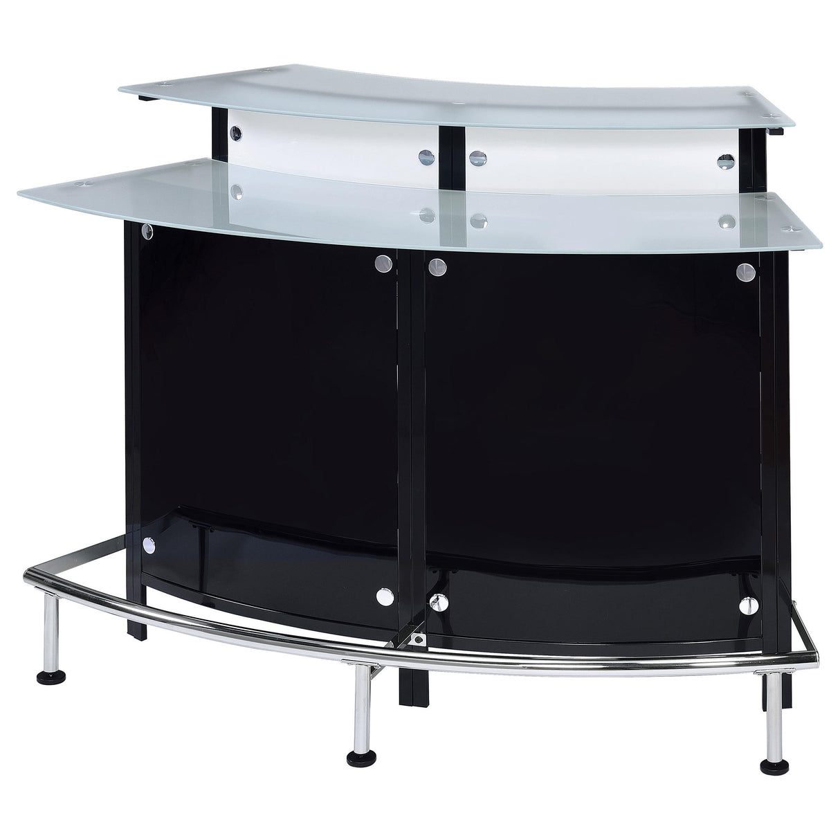  Coaster Furniture Keystone 100139 Curved Glass Top Home Bar Wine Cabinet - Black IMAGE 3