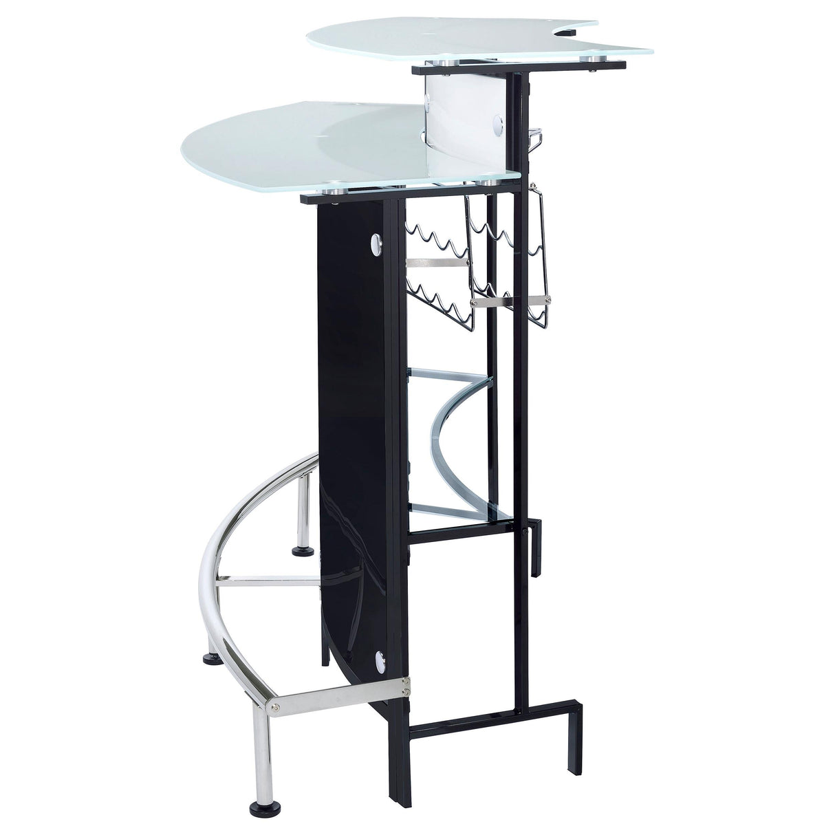  Coaster Furniture Keystone 100139 Curved Glass Top Home Bar Wine Cabinet - Black IMAGE 4