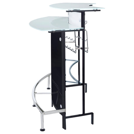  Coaster Furniture Keystone 100139 Curved Glass Top Home Bar Wine Cabinet - Black IMAGE 4