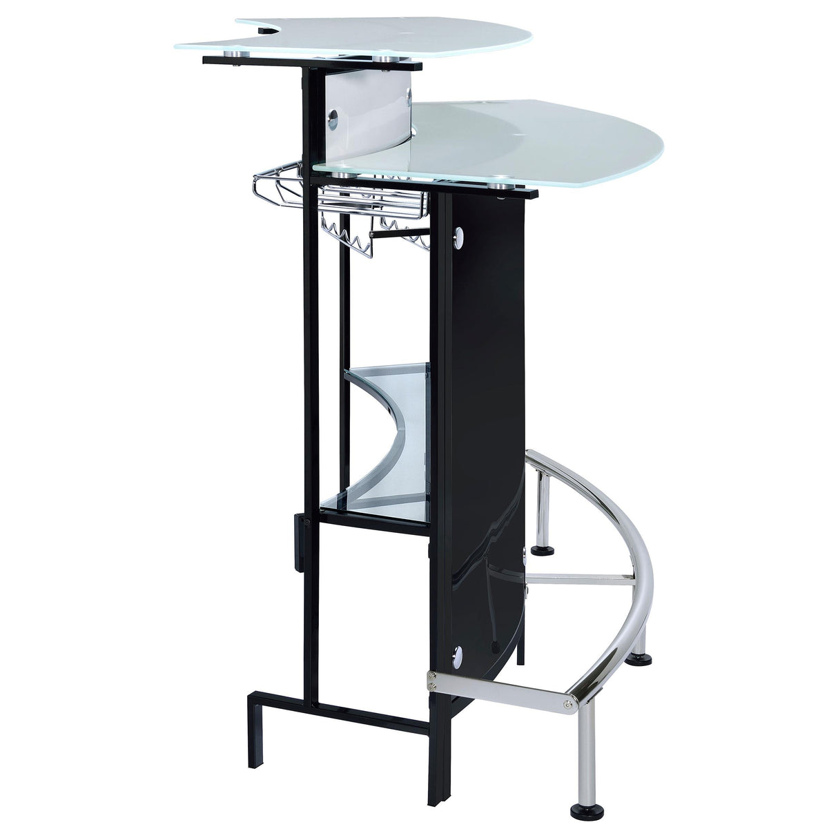  Coaster Furniture Keystone 100139 Curved Glass Top Home Bar Wine Cabinet - Black IMAGE 6