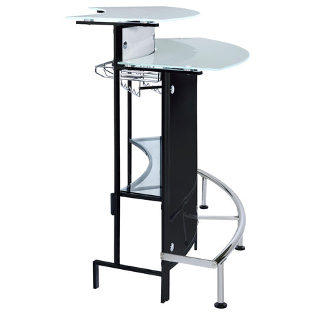  Coaster Furniture Keystone 100139 Curved Glass Top Home Bar Wine Cabinet - Black IMAGE 6