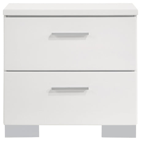  Coaster Furniture Felicity 203502 2-Drawer Nightstand - White High Gloss IMAGE 2