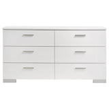  Coaster Furniture Felicity 203503 6-Drawer Dresser - White High Gloss IMAGE 2