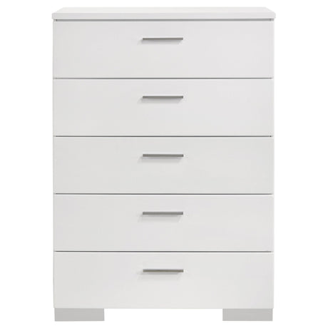  Coaster Furniture Felicity 203505 5-Drawer Bedroom Chest - White High Gloss IMAGE 2